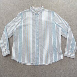 Express Shirt Mens Extra Large Blue Button Up Long Sleeve Striped